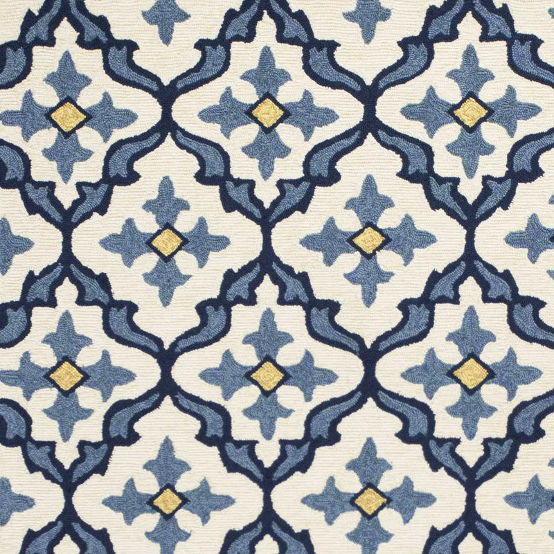 2' X 3' Ivory and Blue Moroccan Handmade Indoor Outdoor Area Rug Homeroots Outdoor