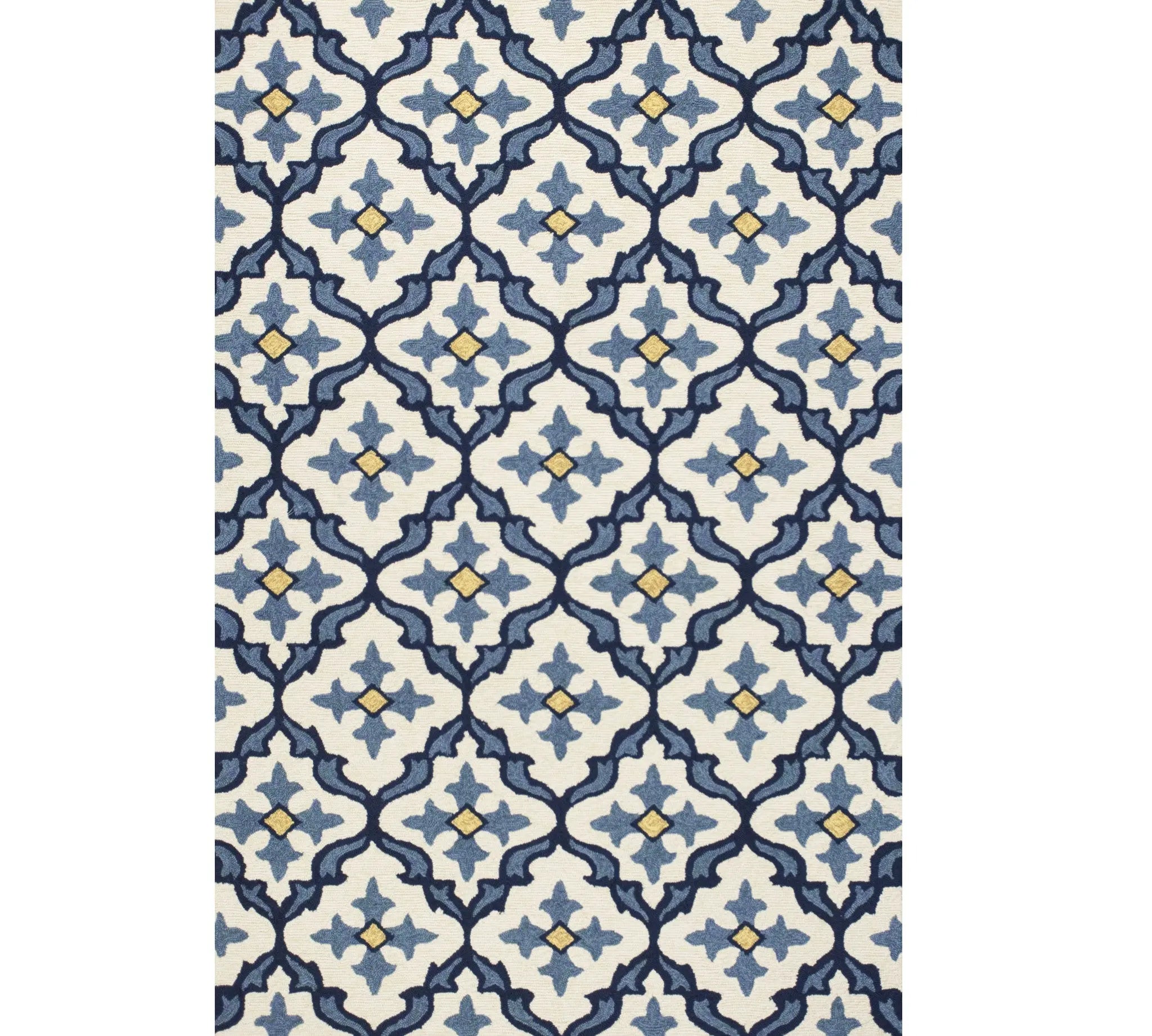 2' X 3' Ivory and Blue Moroccan Handmade Indoor Outdoor Area Rug Homeroots Outdoor