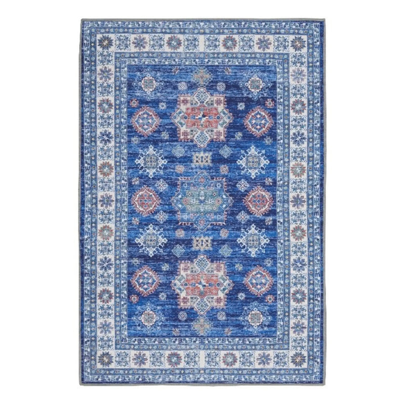 2' X 3' Ivory and Blue Oriental Distressed Non Skid Area Rug GreatEagleInc