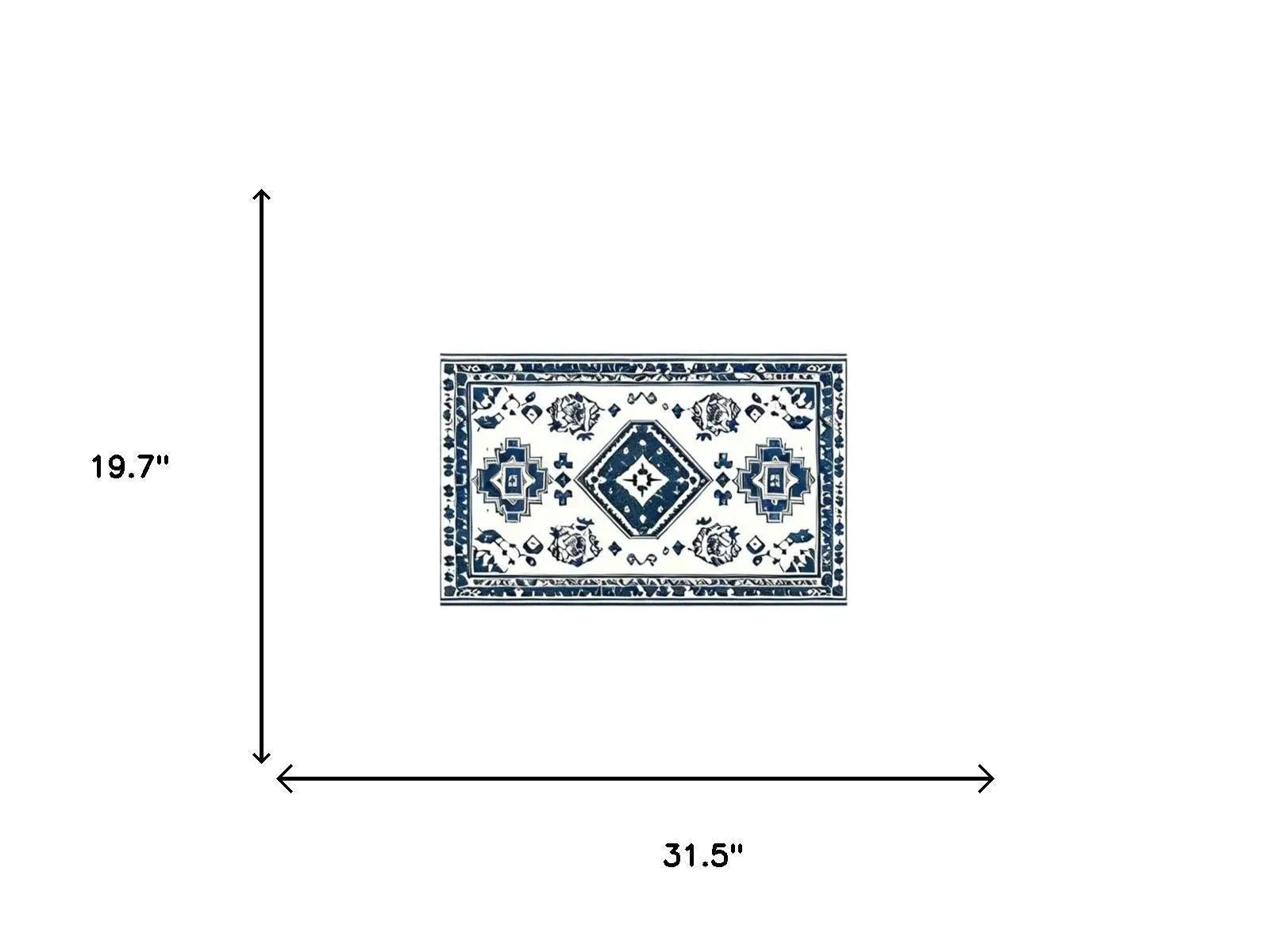 2' X 3' Navy Blue And White Oriental Washable Area Rug Homeroots Home Decor