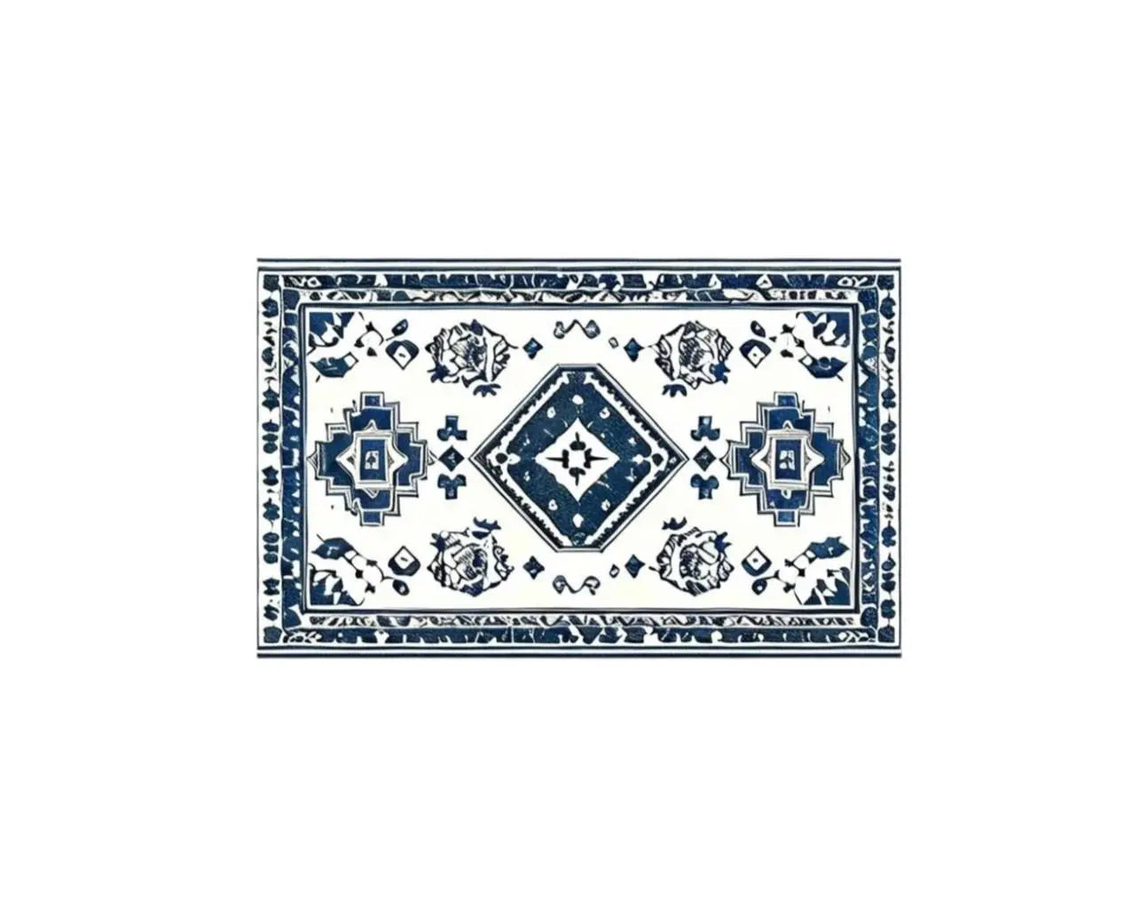 2' X 3' Navy Blue And White Oriental Washable Area Rug Homeroots Home Decor