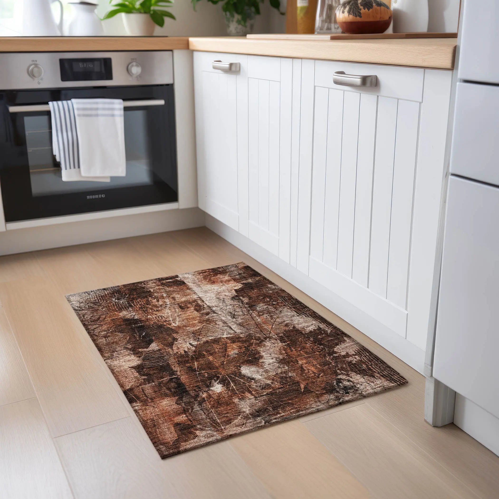 2' X 3' Orange Floral Washable Non Skid Indoor Outdoor Area Rug - GreatEagleInc