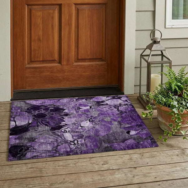2' X 3' Purple Abstract Washable Indoor Outdoor Area Rug Homeroots Outdoor