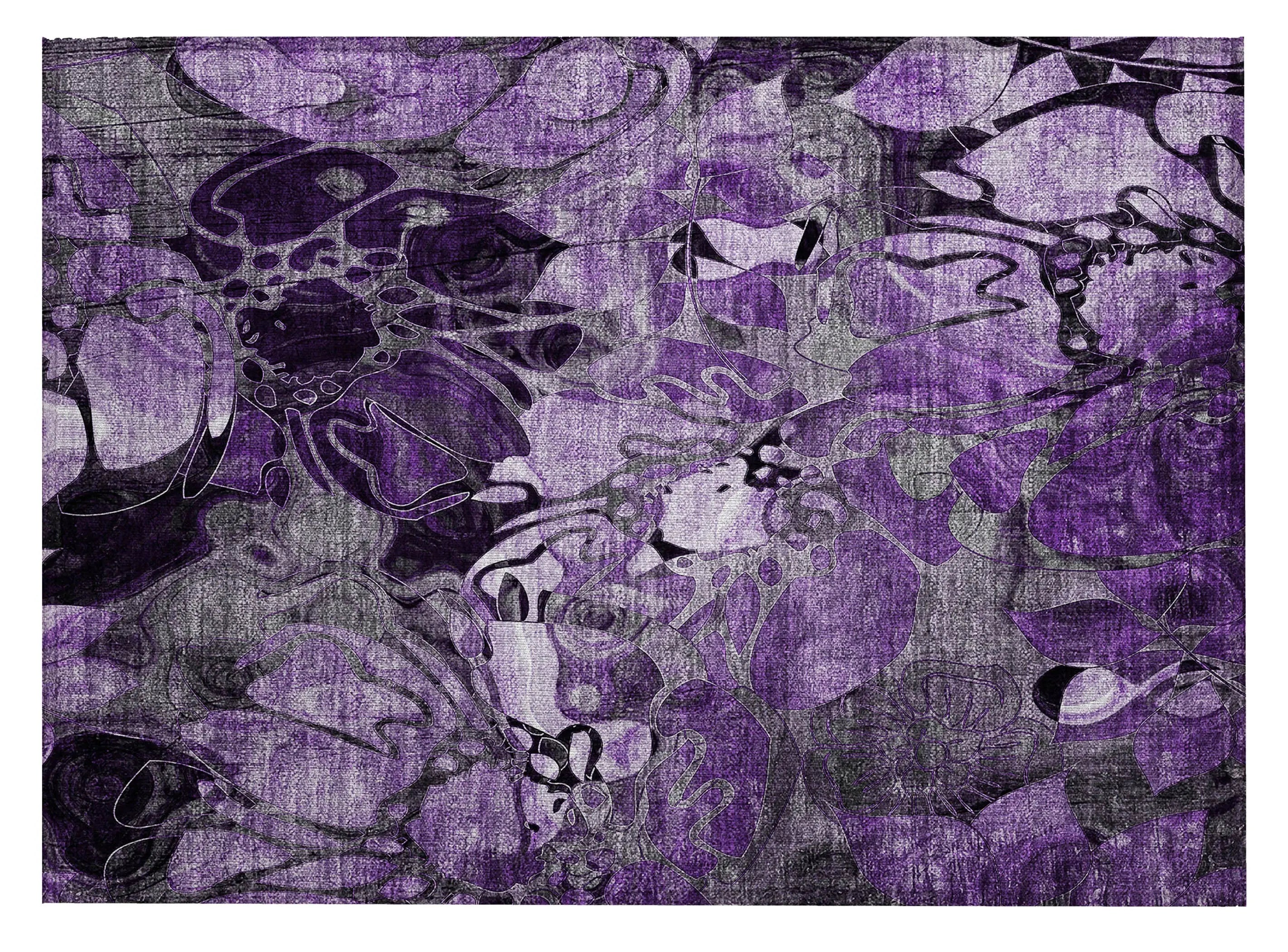 2' X 3' Purple Abstract Washable Indoor Outdoor Area Rug Homeroots Outdoor