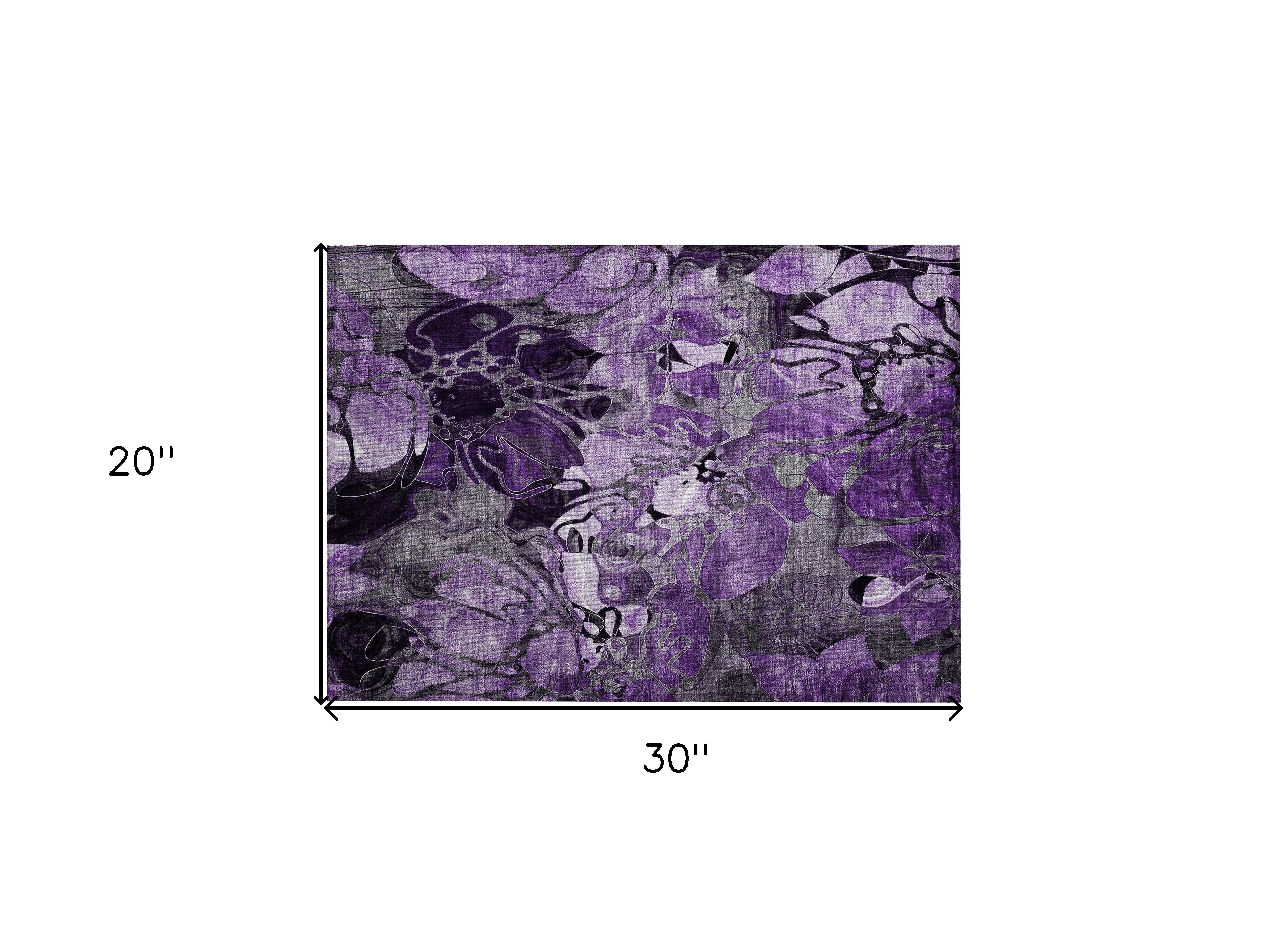 2' X 3' Purple Abstract Washable Indoor Outdoor Area Rug Homeroots Outdoor