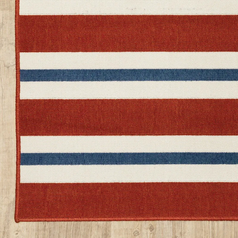 2' X 3' Red and Ivory Geometric Stain Resistant Indoor Outdoor Area Rug Homeroots Outdoor