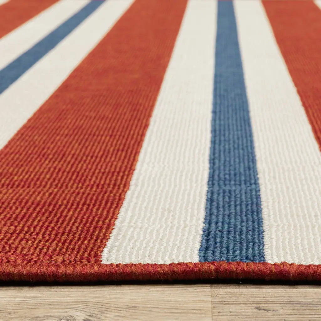 2' X 3' Red and Ivory Geometric Stain Resistant Indoor Outdoor Area Rug Homeroots Outdoor