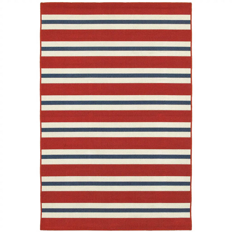 2' X 3' Red and Ivory Geometric Stain Resistant Indoor Outdoor Area Rug Homeroots Outdoor