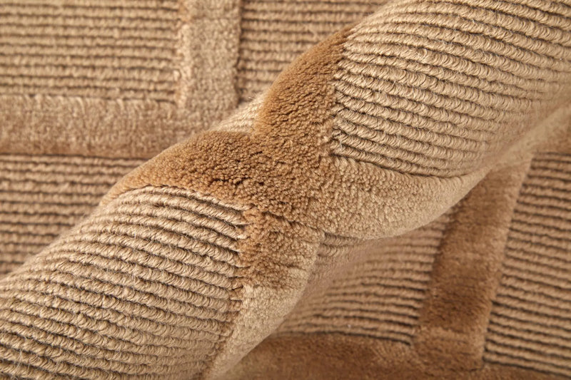 2' X 3' Tan And Brown Wool Geometric Hand Knotted Area Rug Homeroots Home Decor