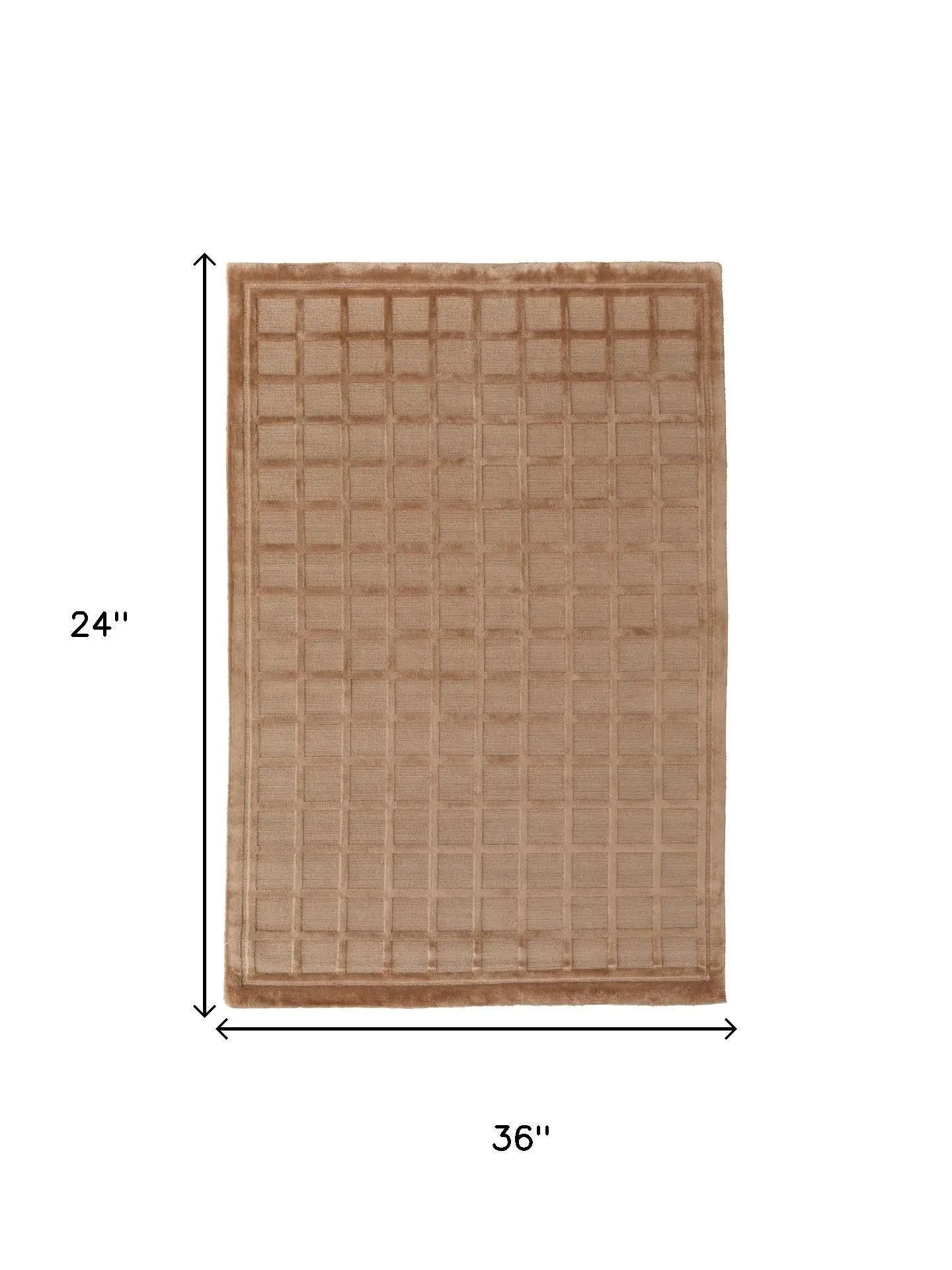 2' X 3' Tan And Brown Wool Geometric Hand Knotted Area Rug Homeroots Home Decor