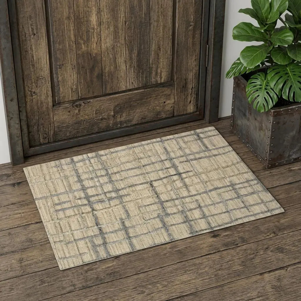 2' X 3' Tan And Silver Abstract Hand Woven Area Rug Homeroots Home Decor