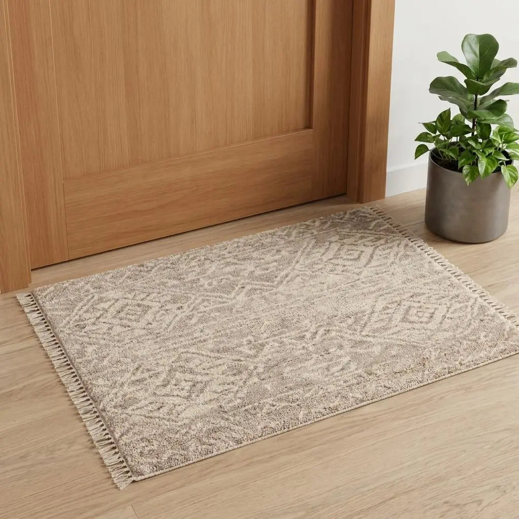 2' X 3' Tan Brown And Taupe Wool Southwestern Hand Knotted Area Rug Homeroots Home Decor