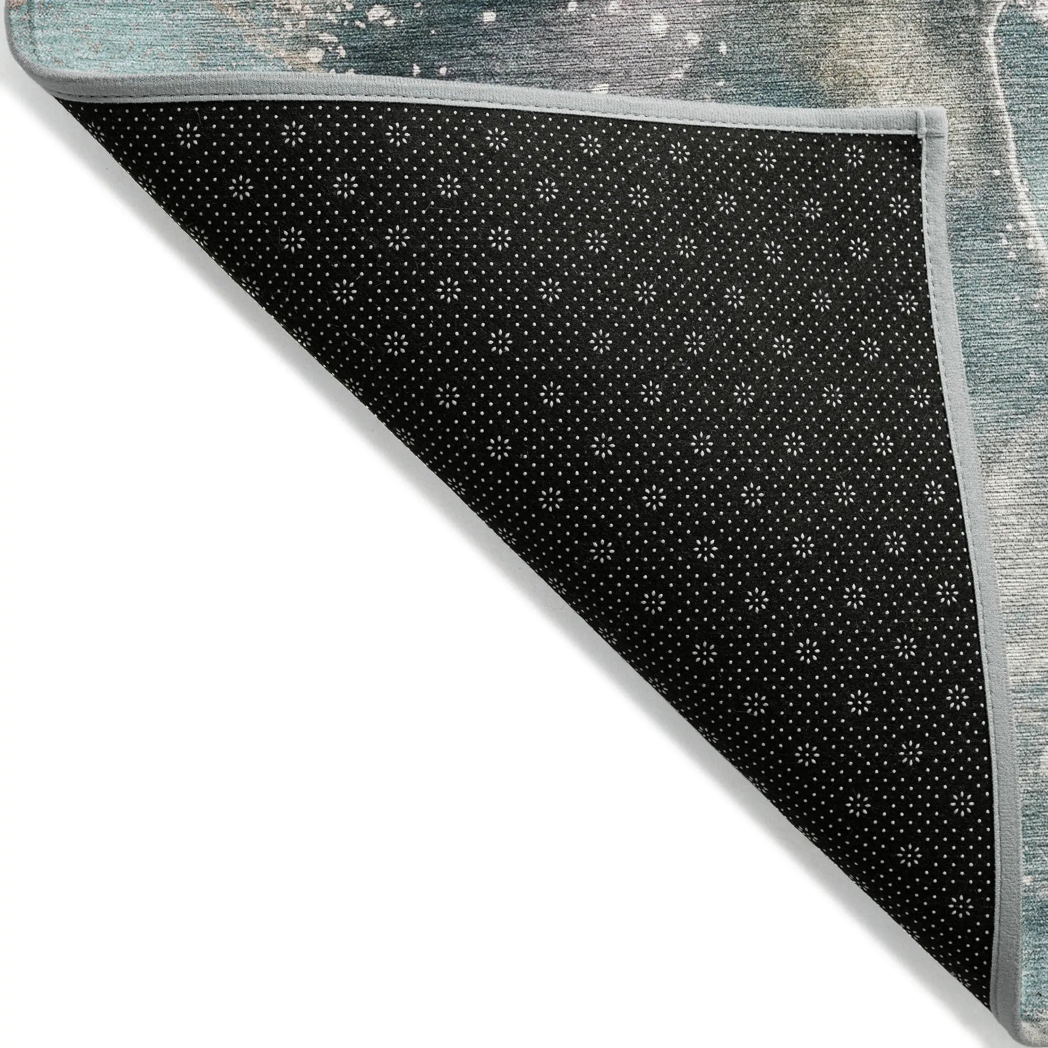 2' X 3' Teal Abstract Washable Non Skid Indoor Outdoor Area Rug Homeroots Outdoor
