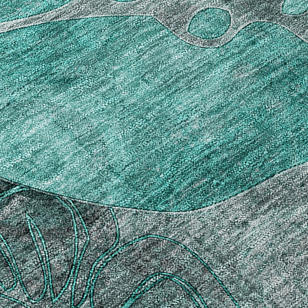 2' X 3' Teal Black and Gray Abstract Washable Indoor Outdoor Area Rug Homeroots Outdoor