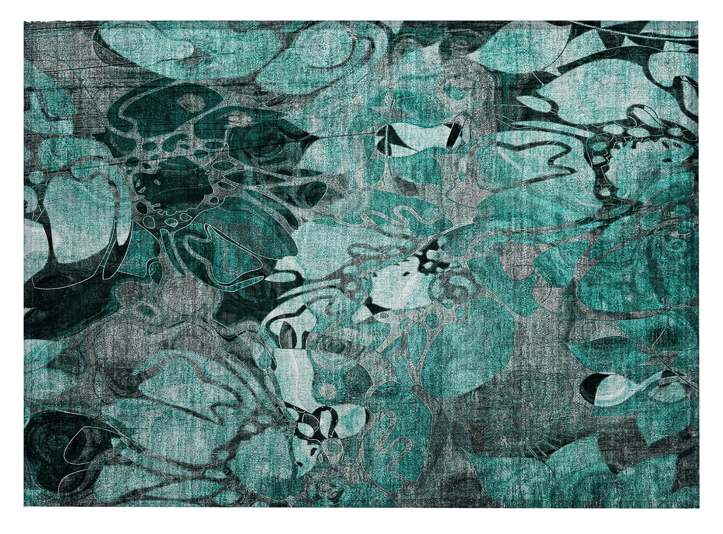 2' X 3' Teal Black and Gray Abstract Washable Indoor Outdoor Area Rug Homeroots Outdoor
