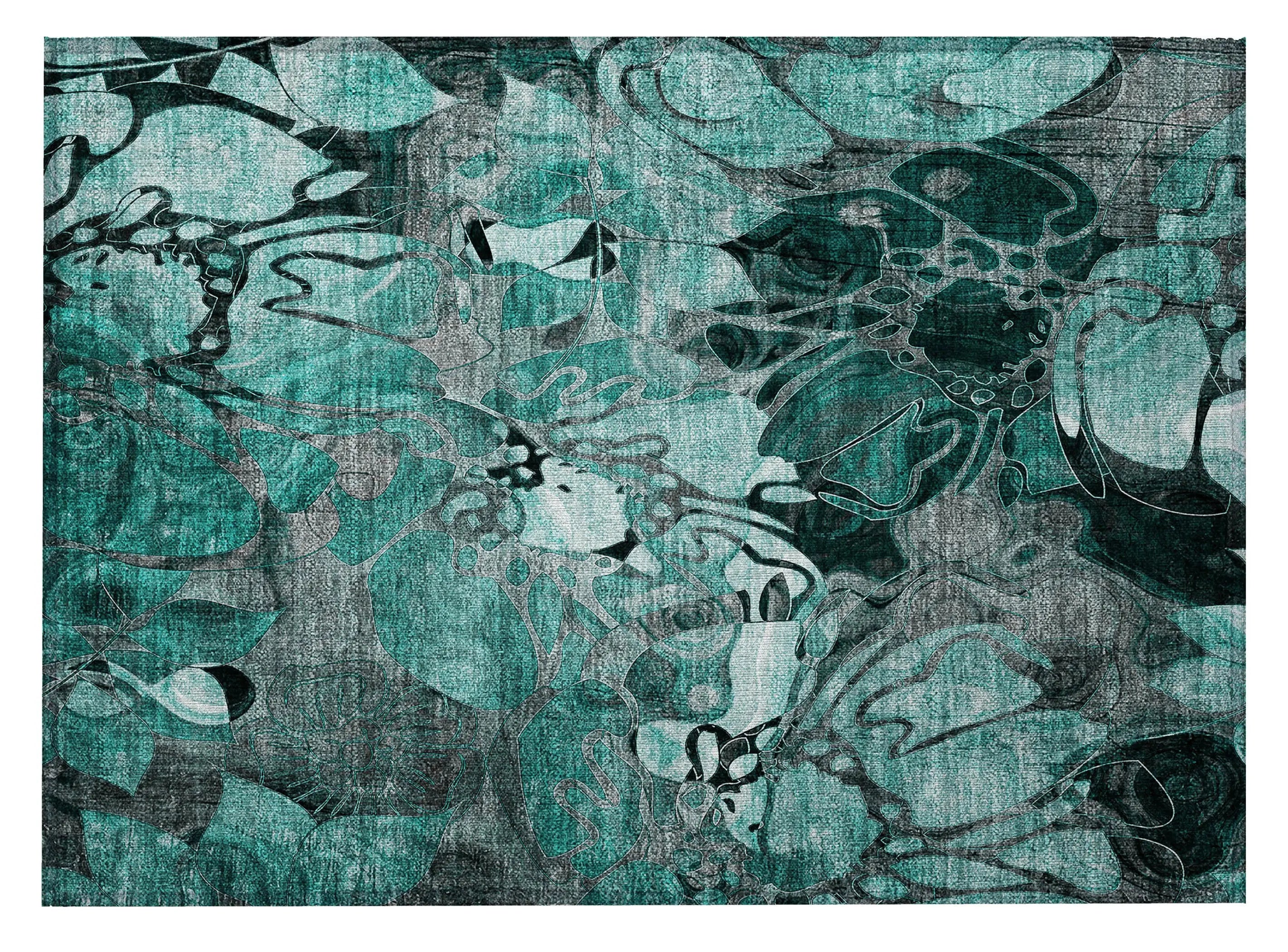 2' X 3' Teal Black and Gray Abstract Washable Indoor Outdoor Area Rug Homeroots Outdoor