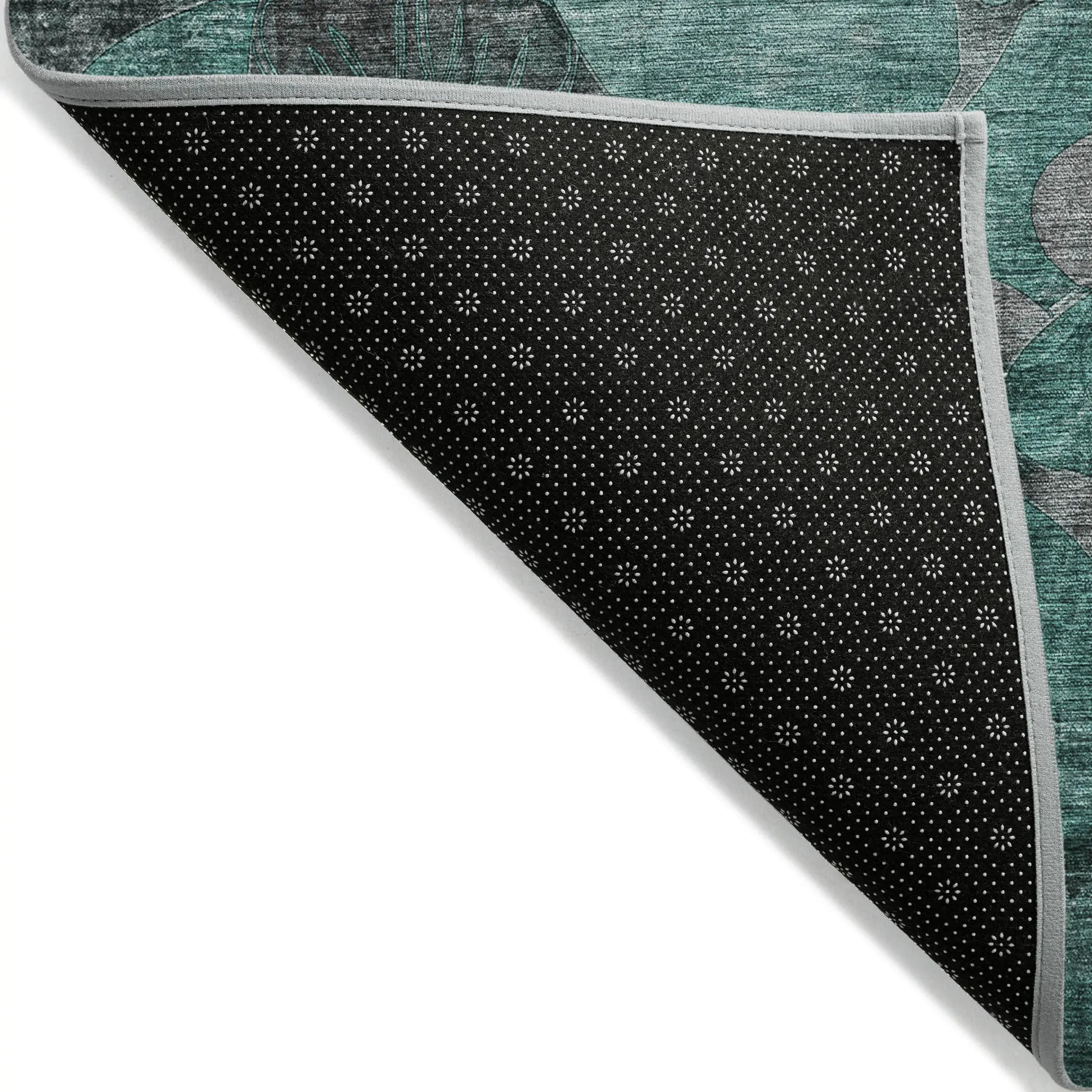 2' X 3' Teal Black and Gray Abstract Washable Indoor Outdoor Area Rug Homeroots Outdoor