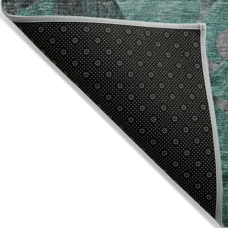 2' X 3' Teal Black and Gray Abstract Washable Indoor Outdoor Area Rug Homeroots Outdoor