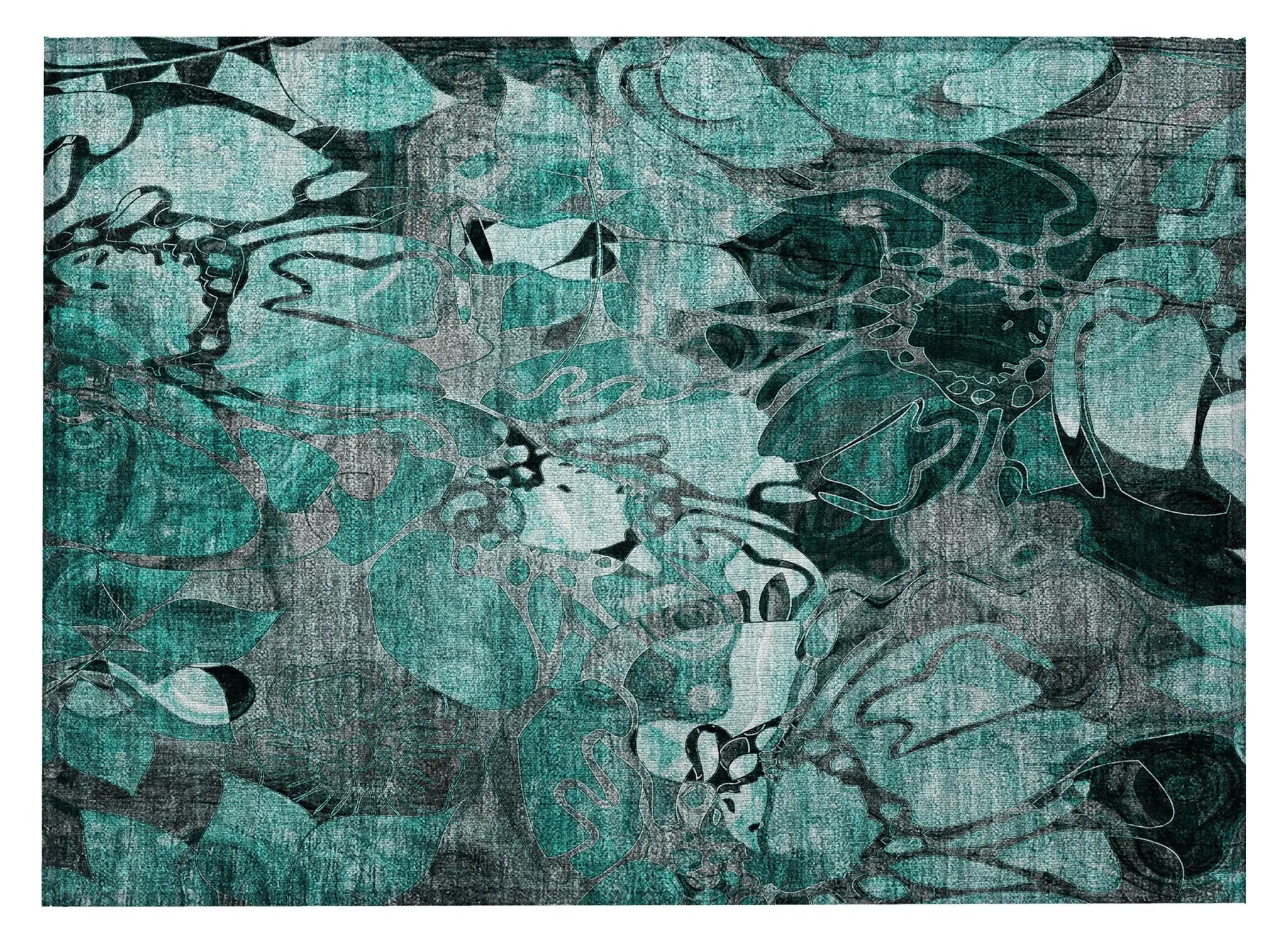 2' X 3' Teal Black and Gray Abstract Washable Indoor Outdoor Area Rug Homeroots Outdoor