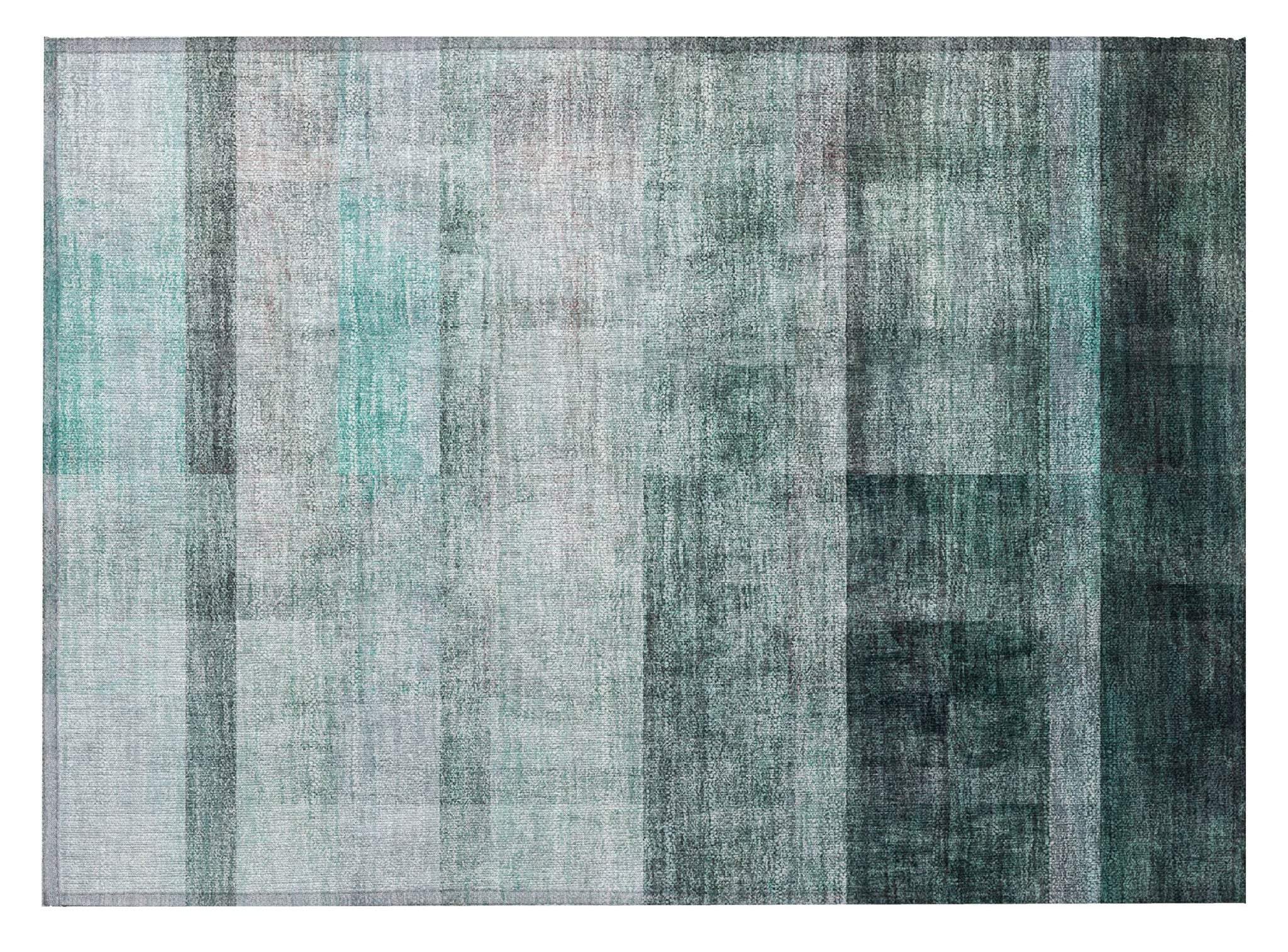 2' X 3' Teal Ombre Washable Non Skid Indoor Outdoor Area Rug - GreatEagleInc