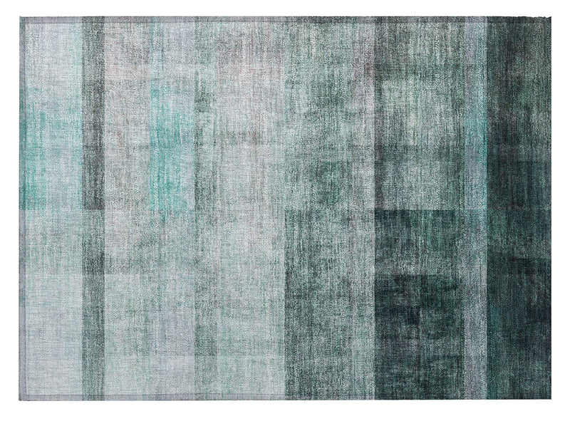 2' X 3' Teal Ombre Washable Non Skid Indoor Outdoor Area Rug - GreatEagleInc