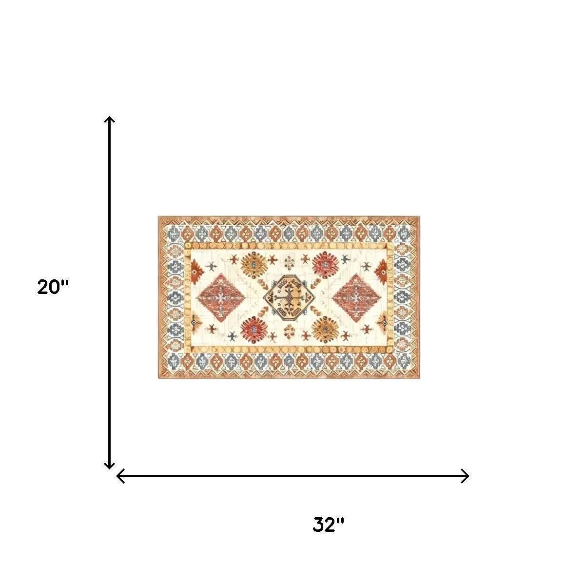 2' X 3' Terra Cotta And Blue Oriental Washable Area Rug Homeroots Home Decor