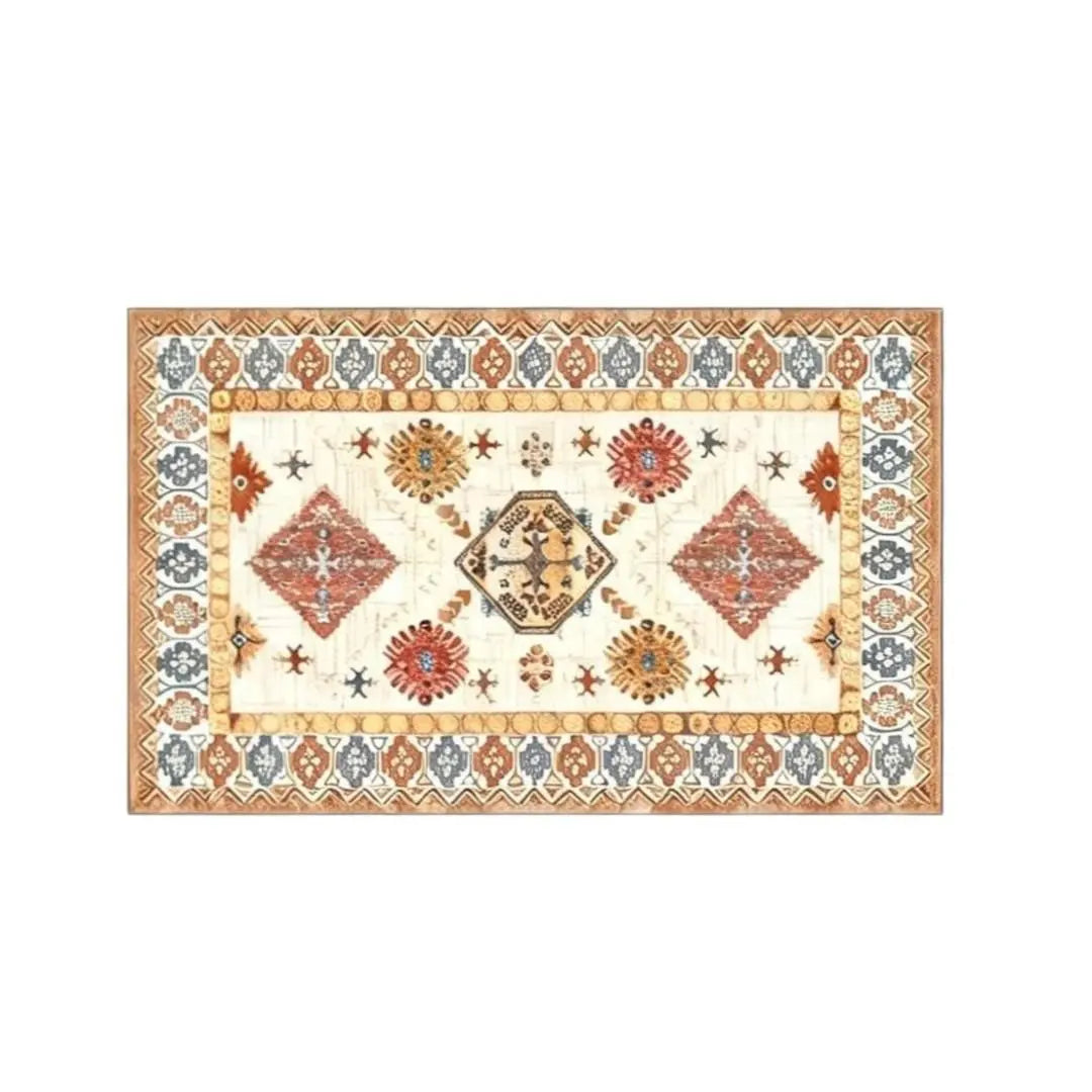 2' X 3' Terra Cotta And Blue Oriental Washable Area Rug Homeroots Home Decor