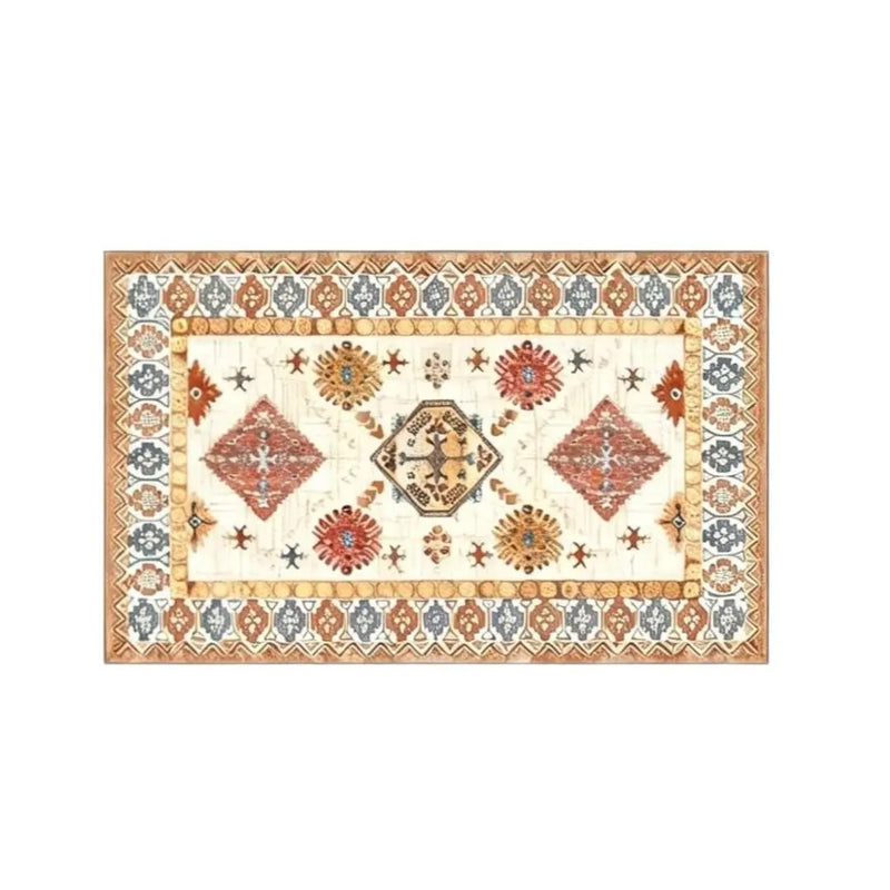 2' X 3' Terra Cotta And Blue Oriental Washable Area Rug Homeroots Home Decor
