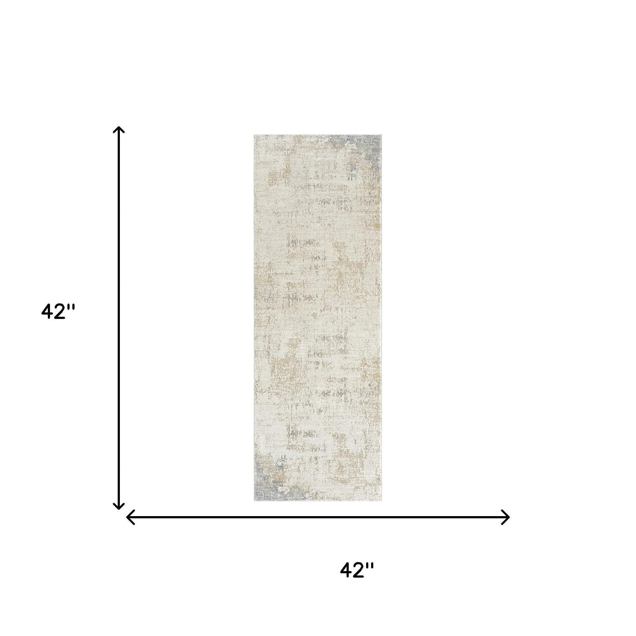 2' X 4' Beige And Blue Abstract Area Rug Homeroots Home Decor