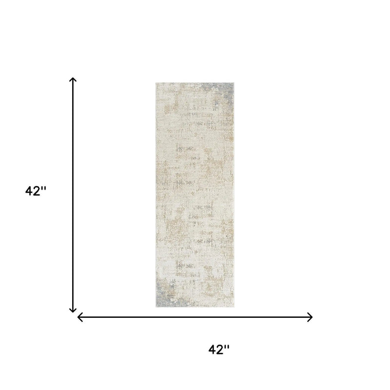 2' X 4' Beige And Blue Abstract Area Rug Homeroots Home Decor