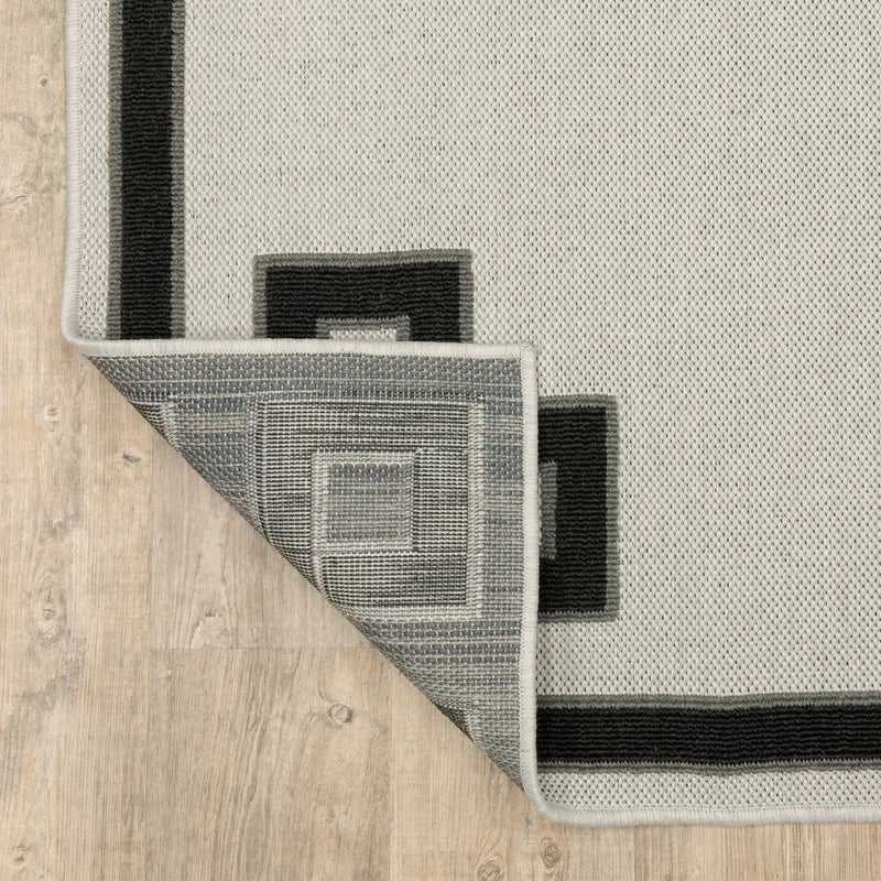 2' X 4' Beige and Black Stain Resistant Indoor Outdoor Area Rug Homeroots Outdoor