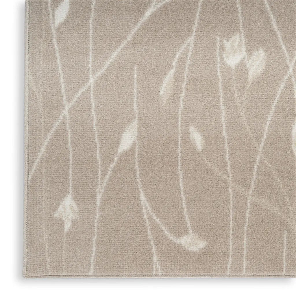 2' X 4' Beige and Ivory Floral Power Loom Area Rug Homeroots Home Decor
