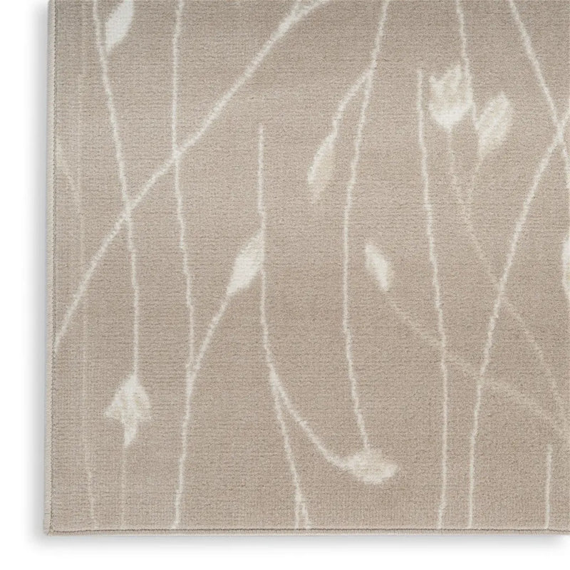 2' X 4' Beige and Ivory Floral Power Loom Area Rug Homeroots Home Decor