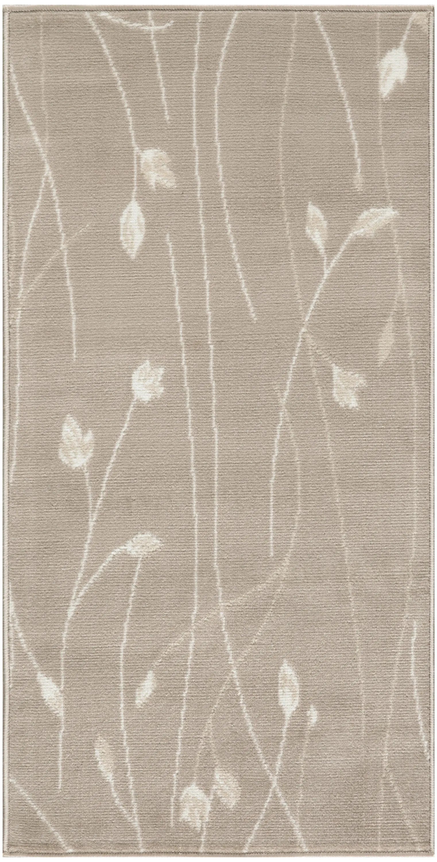 2' X 4' Beige and Ivory Floral Power Loom Area Rug Homeroots Home Decor