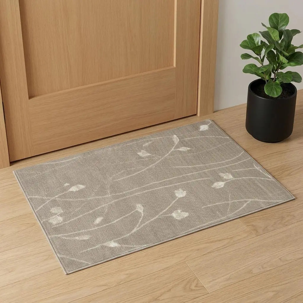 2' X 4' Beige and Ivory Floral Power Loom Area Rug Homeroots Home Decor