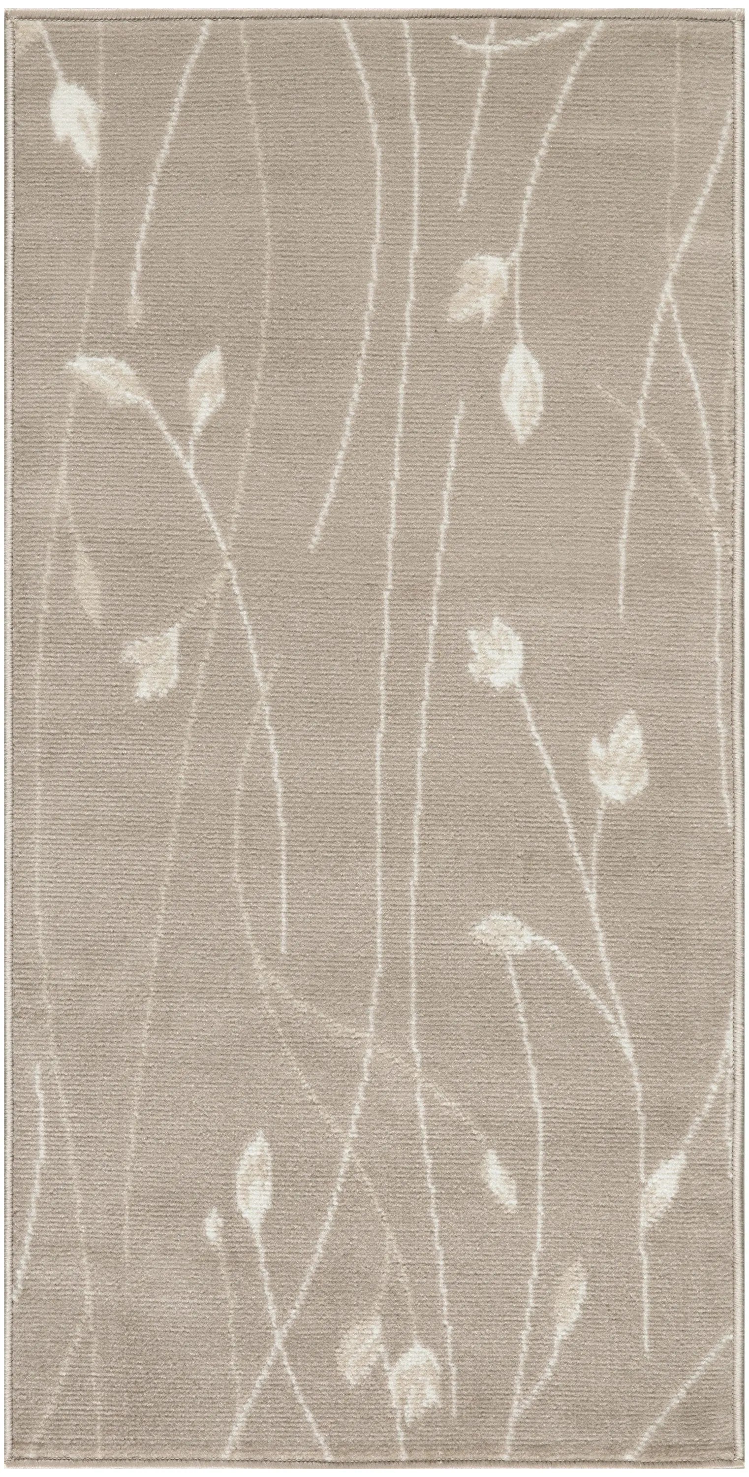 2' X 4' Beige and Ivory Floral Power Loom Area Rug Homeroots Home Decor
