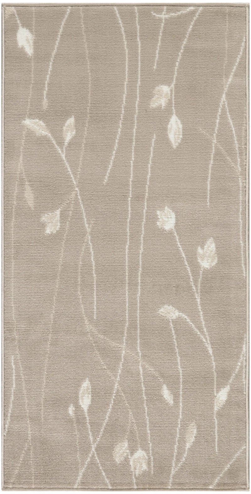2' X 4' Beige and Ivory Floral Power Loom Area Rug Homeroots Home Decor