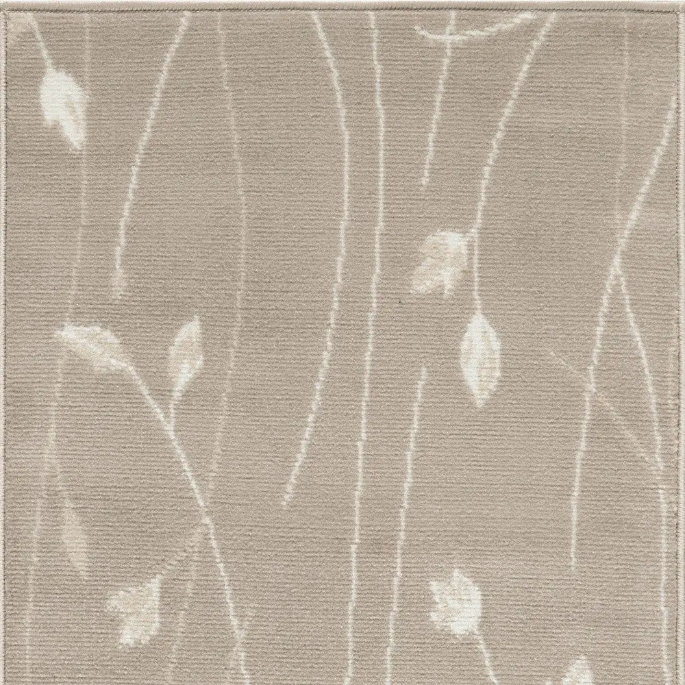 2' X 4' Beige and Ivory Floral Power Loom Area Rug Homeroots Home Decor