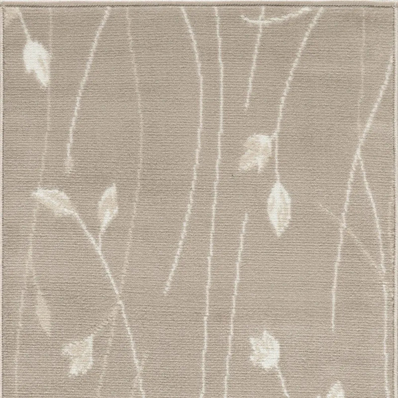 2' X 4' Beige and Ivory Floral Power Loom Area Rug Homeroots Home Decor