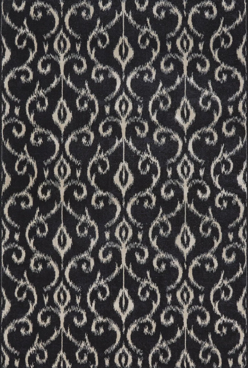 2' X 4' Black And Ivory Damask Area Rug Homeroots Home Decor