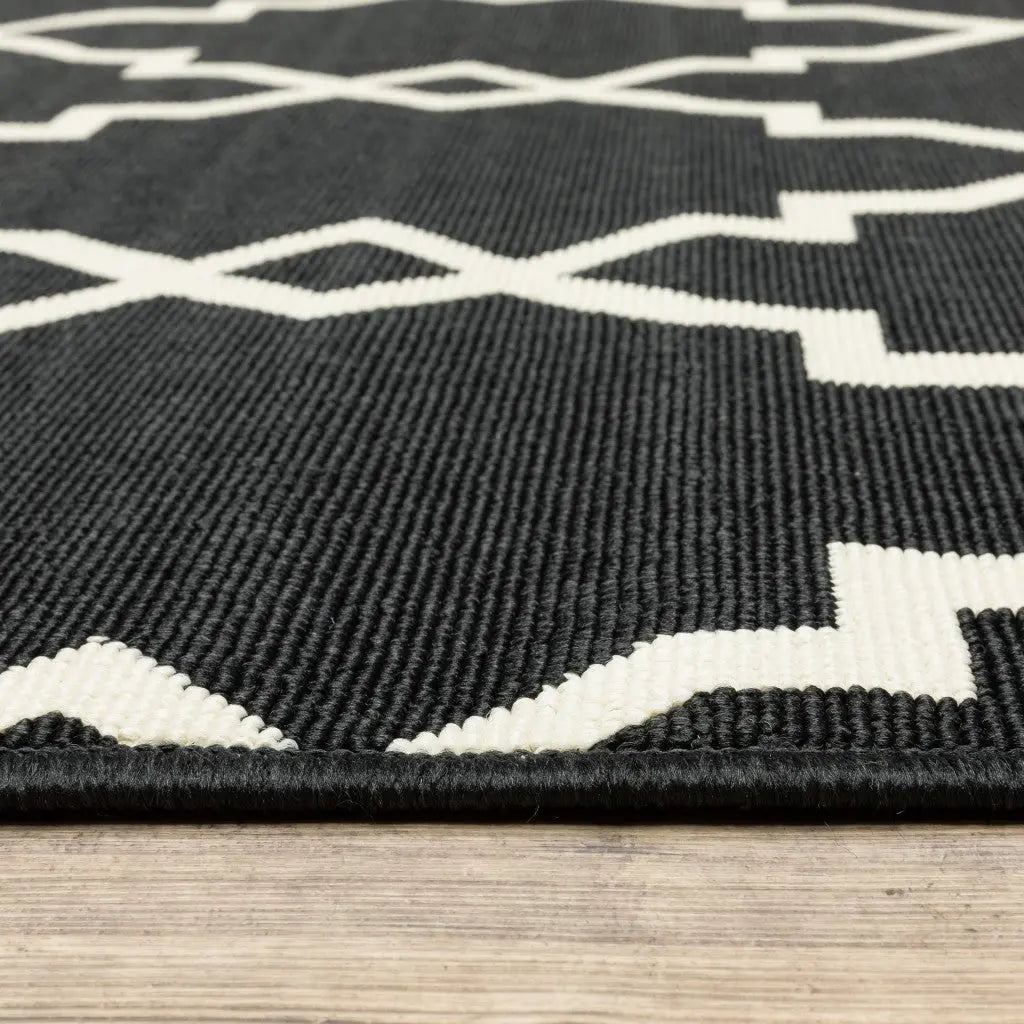 2' X 4' Black And Ivory Indoor Outdoor Area Rug Homeroots Outdoor