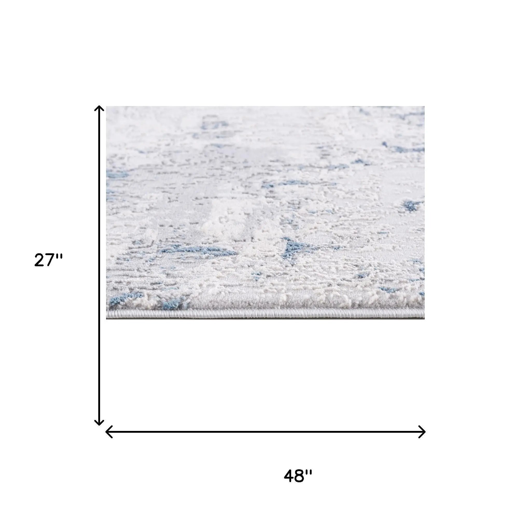 2' X 4' Blue And Cream Abstract Area Rug Homeroots Home Decor