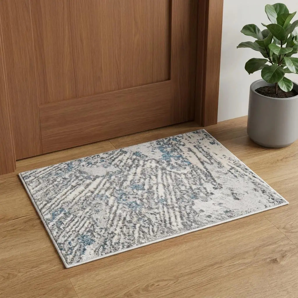 2' X 4' Blue And Gray Abstract Area Rug Homeroots Home Decor