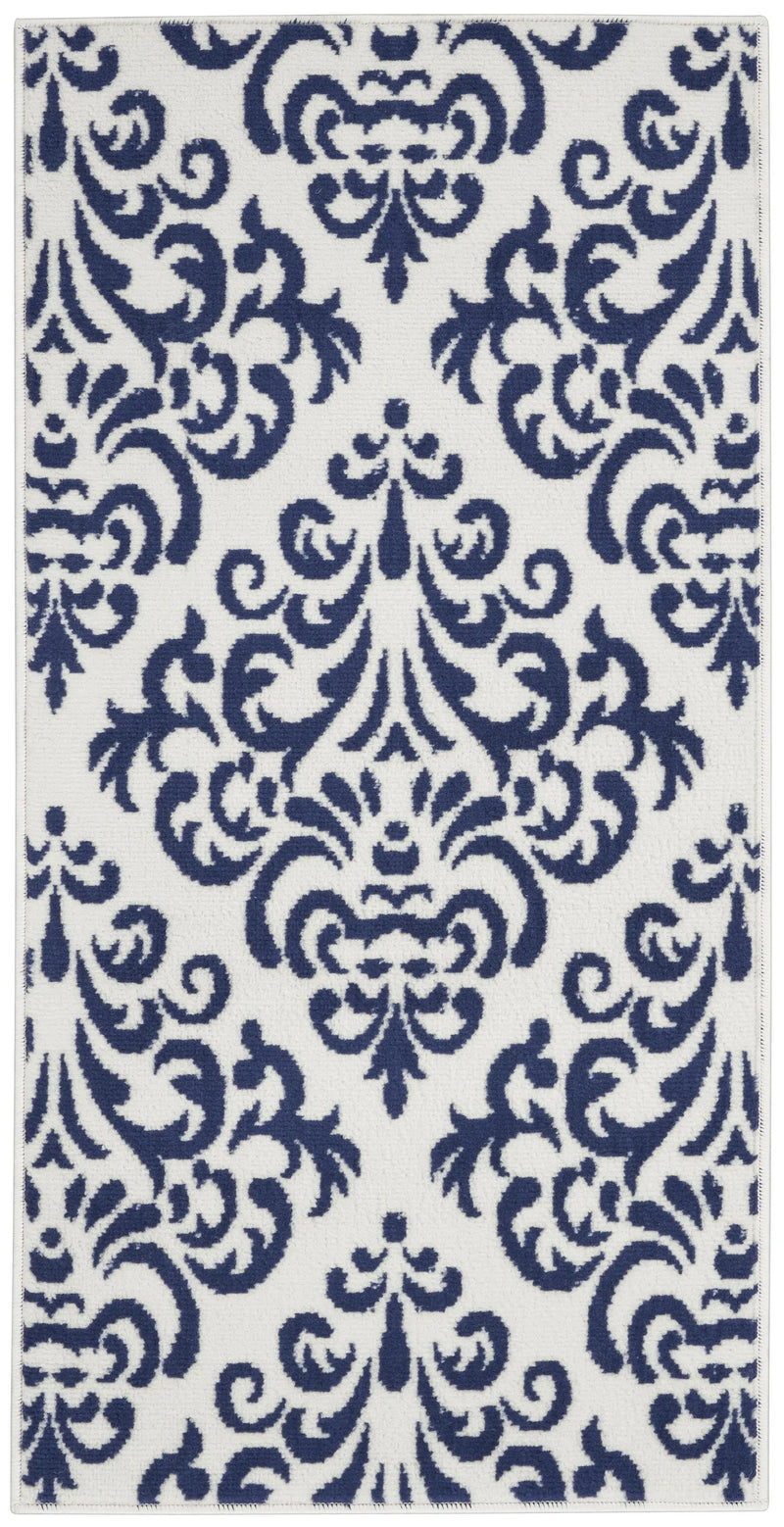 2' X 4' Blue And White Damask Area Rug Homeroots Home Decor