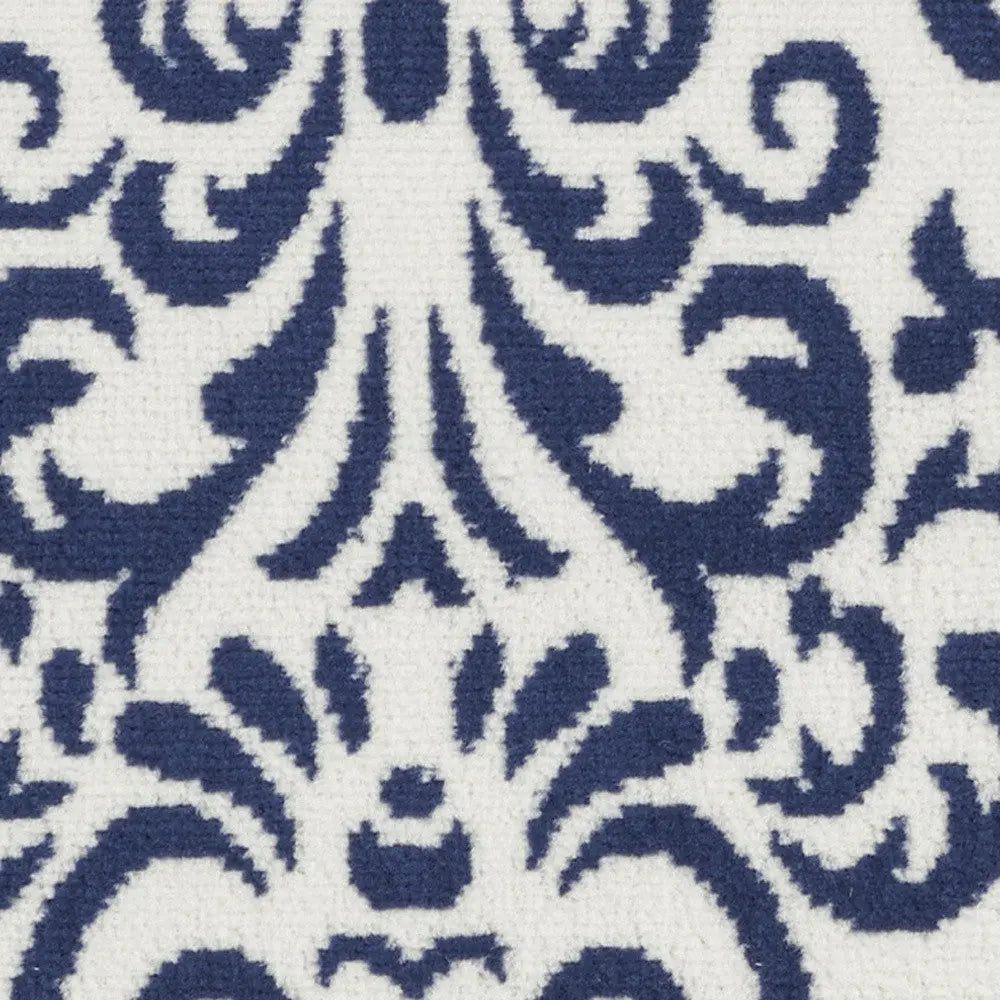 2' X 4' Blue And White Damask Area Rug Homeroots Home Decor