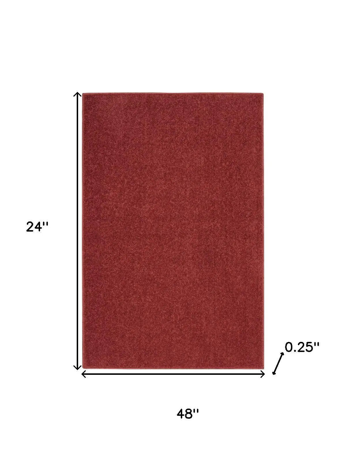2' X 4' Brick Red Indoor Outdoor Runner Rug Homeroots Outdoor