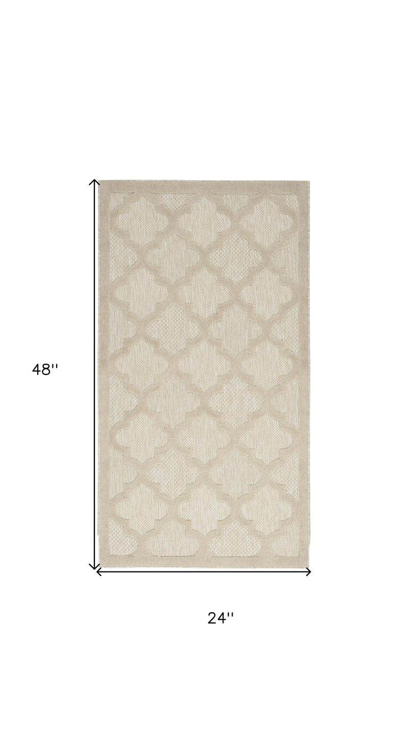 2' X 4' Cream And Beige Geometric Indoor Outdoor Area Rug Homeroots Outdoor