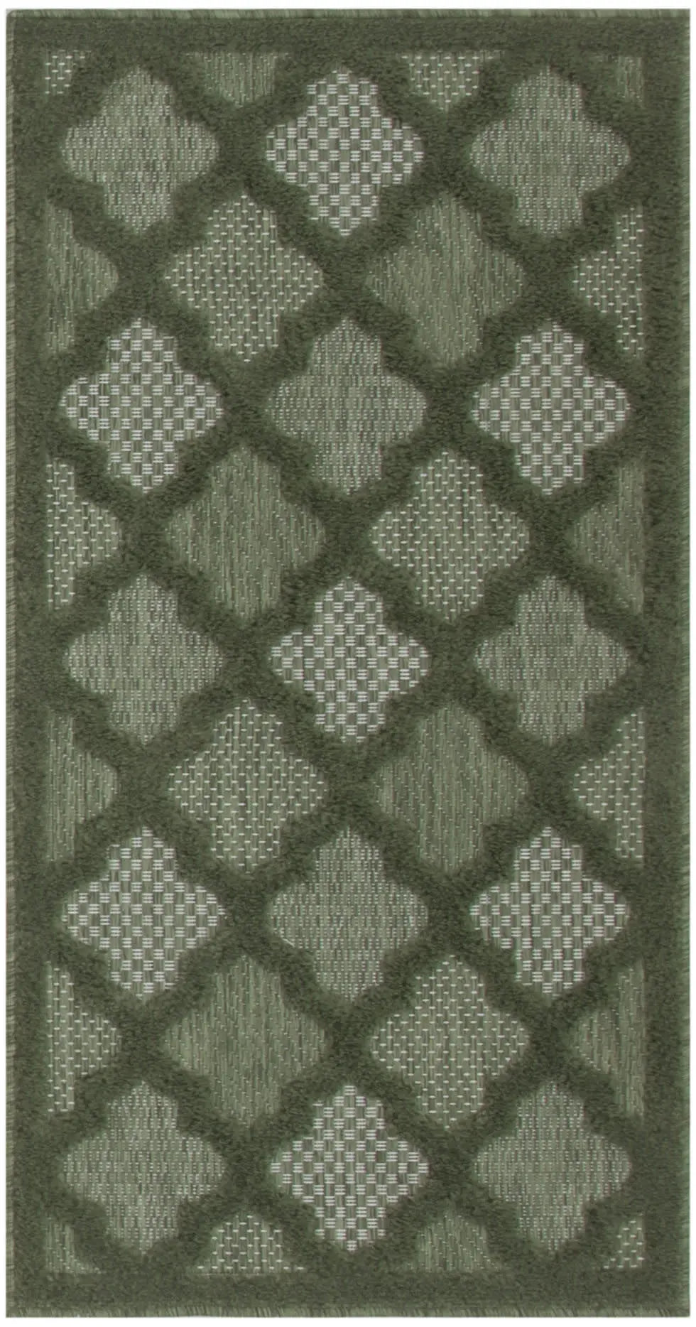 2' X 4' Dark Green And Light Green Geometric Indoor Outdoor Area Rug Homeroots Outdoor