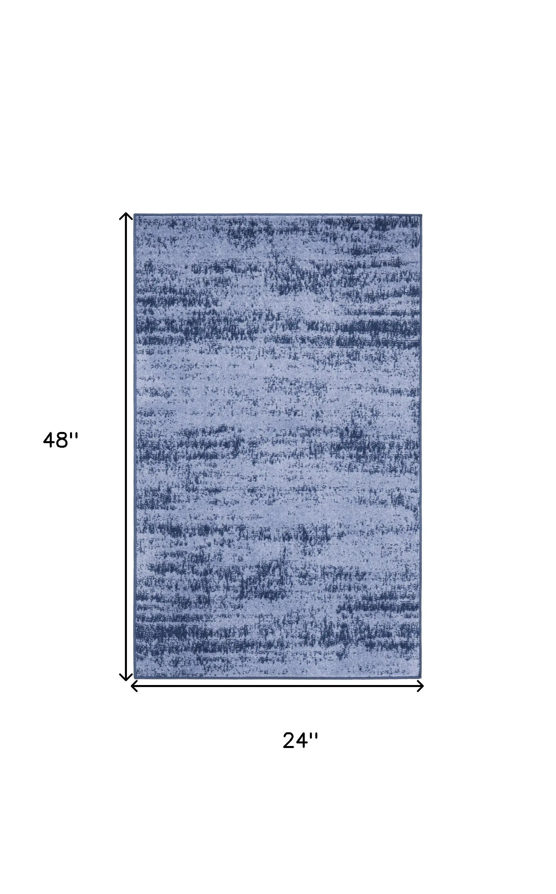 2' X 4' Denim Blue And Navy Blue Abstract Indoor Outdoor Area Rug Homeroots Outdoor