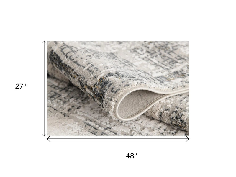 2' X 4' Gray And Beige Abstract Area Rug Homeroots Home Decor